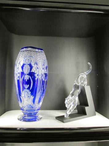 Vaso blu e tigre in cristallo